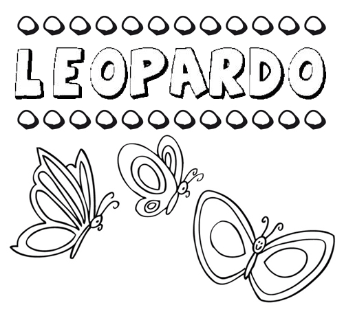 Leopardo: dibujos de los nombres para colorear, pintar e imprimir
