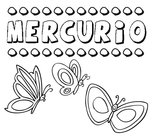 Mercurio: dibujos de los nombres para colorear, pintar e imprimir