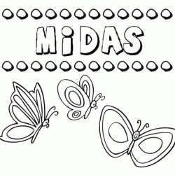 Midas: dibujos de los nombres para colorear, pintar e imprimir