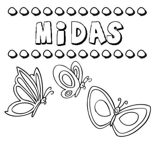 Midas: dibujos de los nombres para colorear, pintar e imprimir