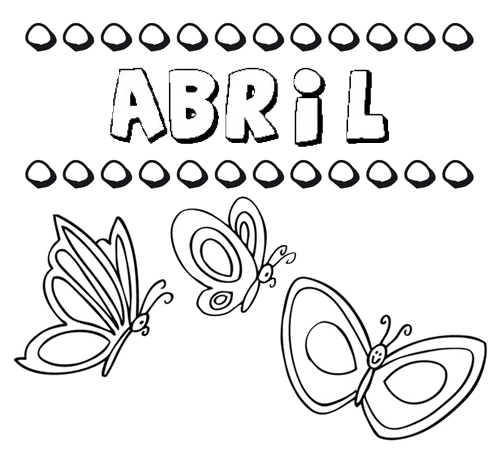 Abril: dibujos de los nombres para colorear, pintar e imprimir