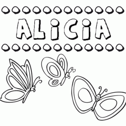 Alicia: dibujos de los nombres para colorear, pintar e imprimir