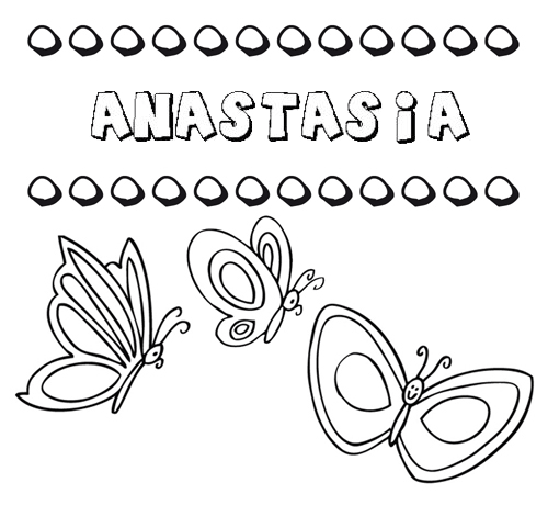 Anastasia: dibujos de los nombres para colorear, pintar e imprimir