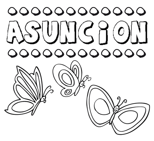Asunción: dibujos de los nombres para colorear, pintar e imprimir