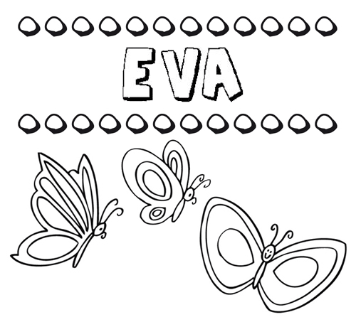 Eva: dibujos de los nombres para colorear, pintar e imprimir