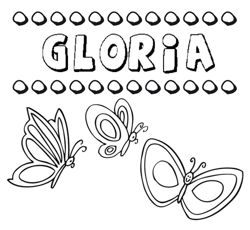 Gloria: dibujos de los nombres para colorear, pintar e imprimir