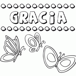 Gracia: dibujos de los nombres para colorear, pintar e imprimir