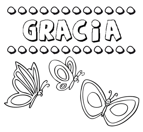 Gracia: dibujos de los nombres para colorear, pintar e imprimir