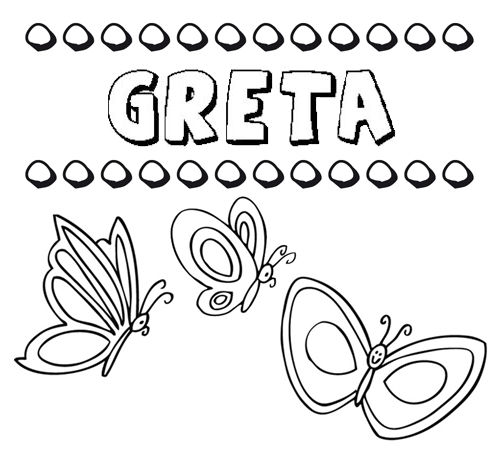 Greta: dibujos de los nombres para colorear, pintar e imprimir
