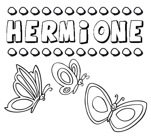 Hermione: dibujos de los nombres para colorear, pintar e imprimir