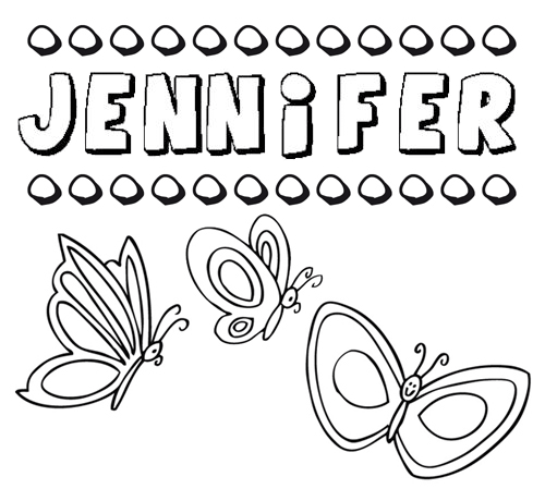 Jennifer: dibujos de los nombres para colorear, pintar e imprimir