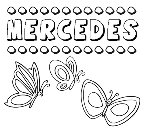 Mercedes: dibujos de los nombres para colorear, pintar e imprimir