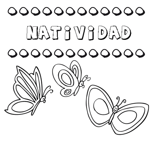 Natividad: dibujos de los nombres para colorear, pintar e imprimir