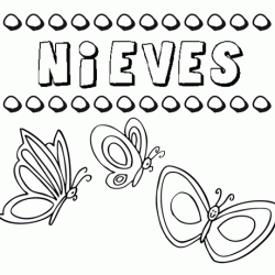 Nieves: dibujos de los nombres para colorear, pintar e imprimir