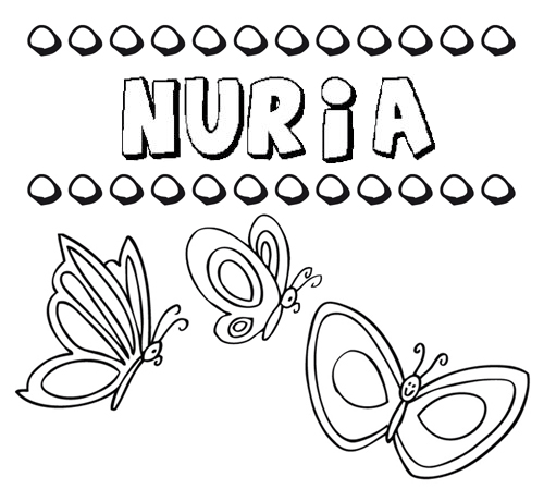 Nuria: dibujos de los nombres para colorear, pintar e imprimir