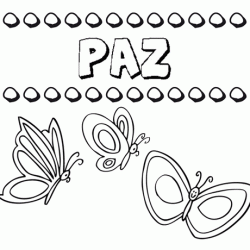 Paz: dibujos de los nombres para colorear, pintar e imprimir