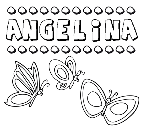 Ángelina: dibujos de los nombres para colorear, pintar e imprimir