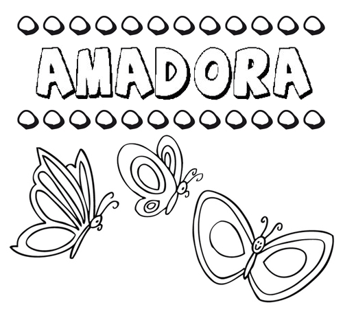 Amadora: dibujos de los nombres para colorear, pintar e imprimir