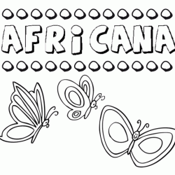 Africana: dibujos de los nombres para colorear, pintar e imprimir