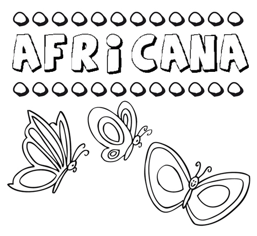 Africana: dibujos de los nombres para colorear, pintar e imprimir