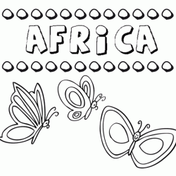 África: dibujos de los nombres para colorear, pintar e imprimir
