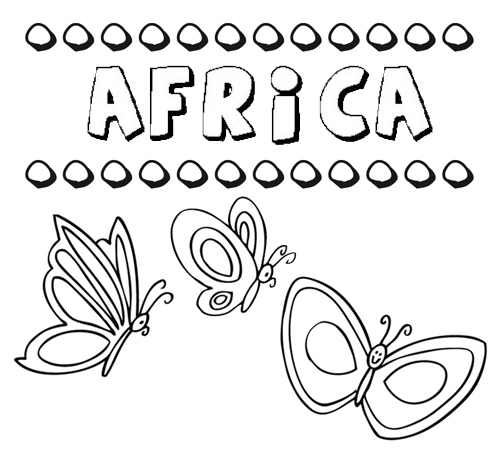 África: dibujos de los nombres para colorear, pintar e imprimir
