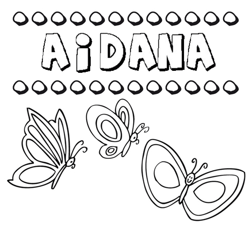 Aidana: dibujos de los nombres para colorear, pintar e imprimir