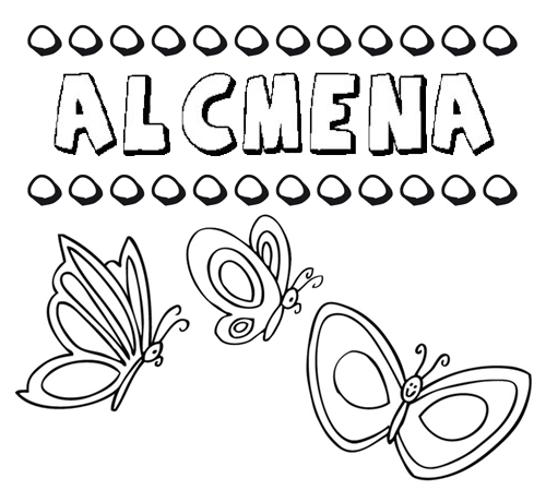Alcmena: dibujos de los nombres para colorear, pintar e imprimir