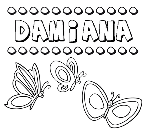 Damiana: dibujos de los nombres para colorear, pintar e imprimir