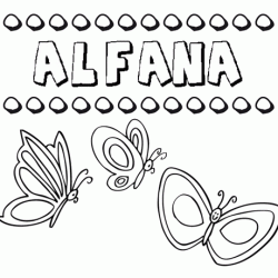 Alfana: dibujos de los nombres para colorear, pintar e imprimir