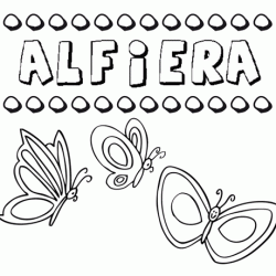 Alfiera: dibujos de los nombres para colorear, pintar e imprimir