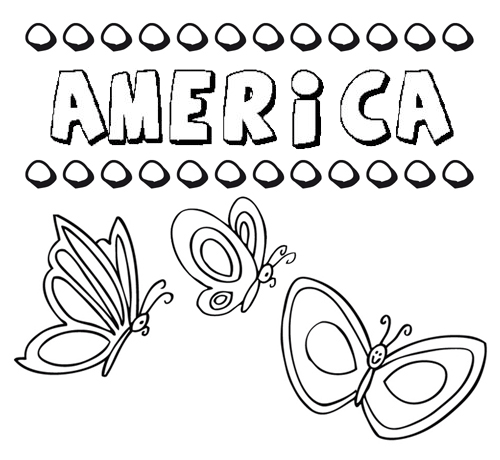 América: dibujos de los nombres para colorear, pintar e imprimir
