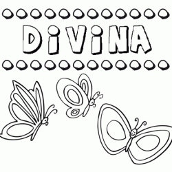 Divina: dibujos de los nombres para colorear, pintar e imprimir