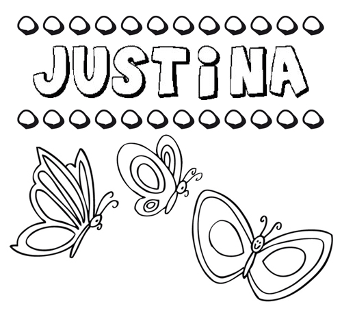 Justina: dibujos de los nombres para colorear, pintar e imprimir