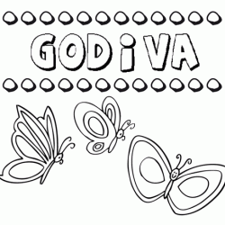 Godiva: dibujos de los nombres para colorear, pintar e imprimir