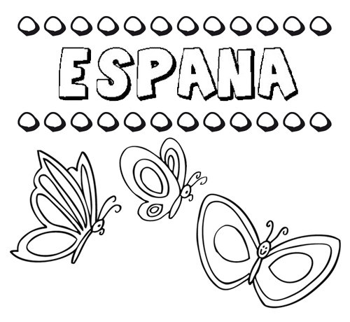 España: dibujos de los nombres para colorear, pintar e imprimir
