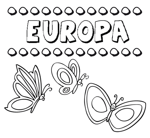 Europa: dibujos de los nombres para colorear, pintar e imprimir