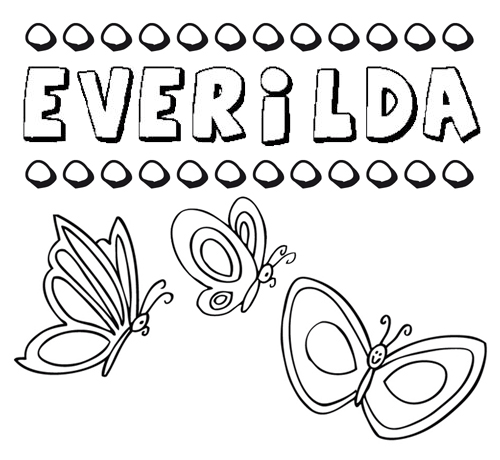 Everilda: dibujos de los nombres para colorear, pintar e imprimir