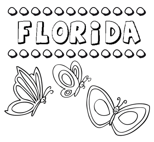 Florida: dibujos de los nombres para colorear, pintar e imprimir