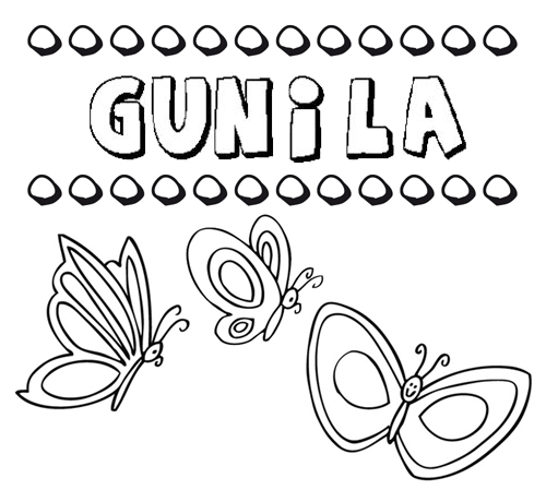 Gunila: dibujos de los nombres para colorear, pintar e imprimir