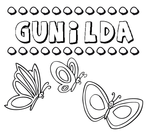 Gunilda: dibujos de los nombres para colorear, pintar e imprimir