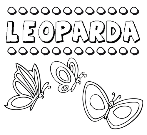 Leoparda: dibujos de los nombres para colorear, pintar e imprimir
