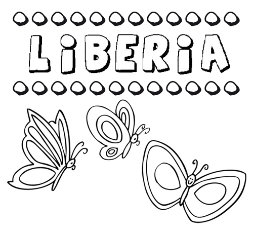 Liberia: dibujos de los nombres para colorear, pintar e imprimir