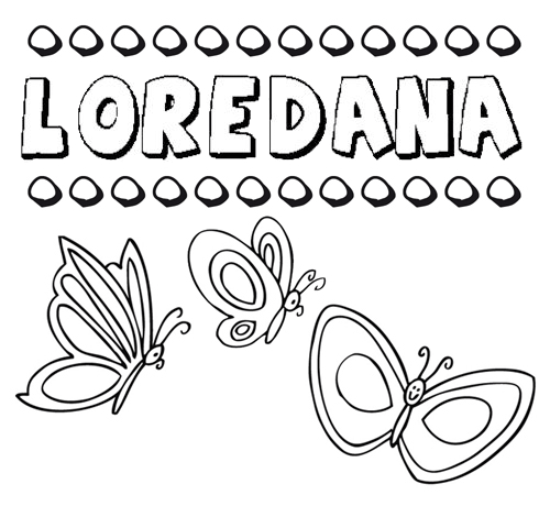 Loredana: dibujos de los nombres para colorear, pintar e imprimir