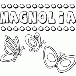 Magnolia: dibujos de los nombres para colorear, pintar e imprimir