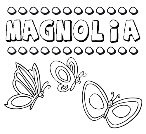 Magnolia: dibujos de los nombres para colorear, pintar e imprimir