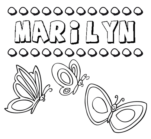 Marilyn: dibujos de los nombres para colorear, pintar e imprimir