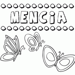 Mencía: dibujos de los nombres para colorear, pintar e imprimir