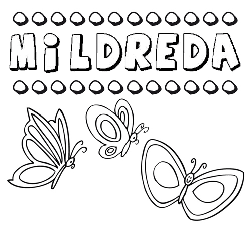 Mildreda: dibujos de los nombres para colorear, pintar e imprimir