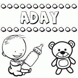Dibujo del nombre Aday para colorear, pintar e imprimir